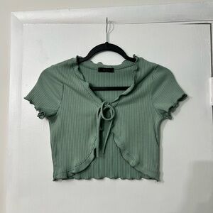 Tie-Front Ribbed Crop Top